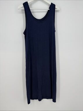Organic Basics Navy Scoop Neck Midi Tank Dress